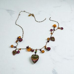Vintage Anne Koplik Heart Charm Necklace 18 In Needs Minor Repair